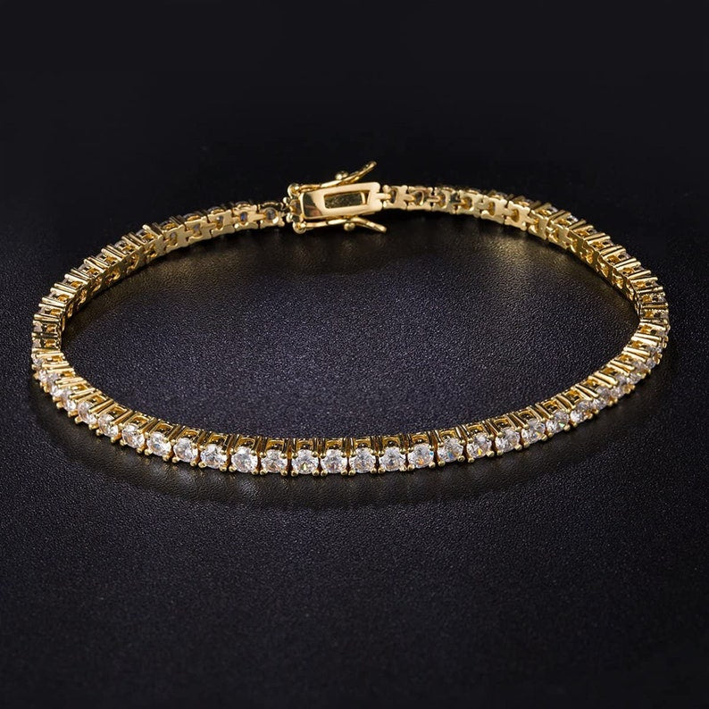 Gold Plated Sterling Silver CZ Tennis Bracelet