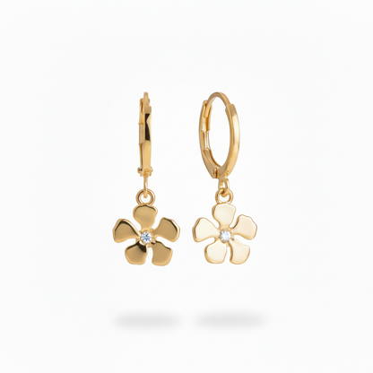 Gold Plated Surgical Steel Twisted Flower CZ Stud Earrings