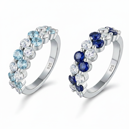 Sterling Silver Double Row CZ Band Ring