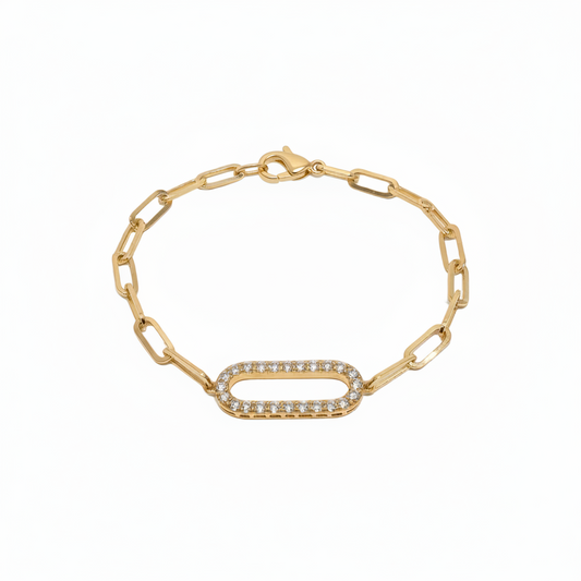 Diamond Pavé Oval Paperclip Bracelet