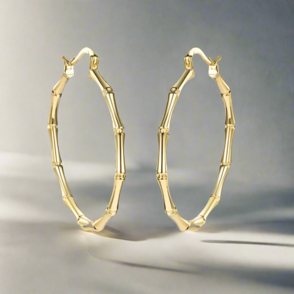 Gold Plated Sterling Silver Round Hoop Earrings