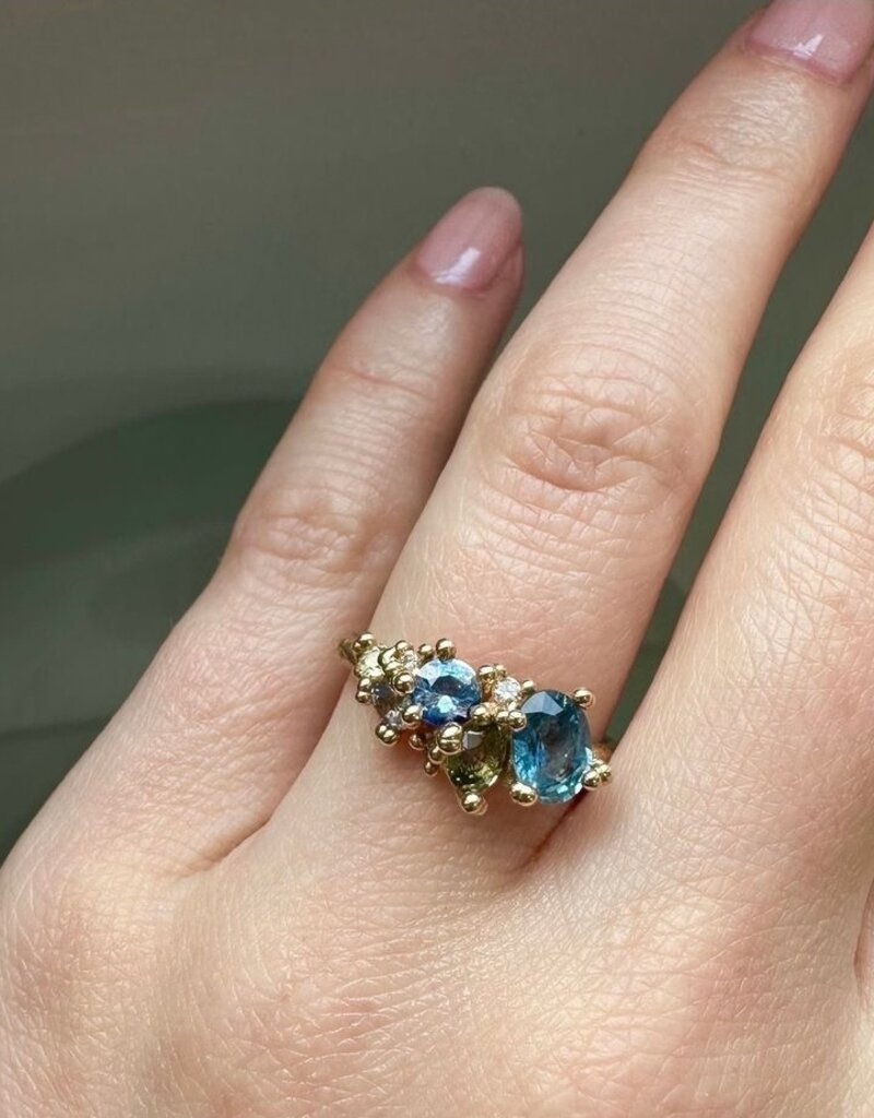 Gold Plated Silver Colorful Ring