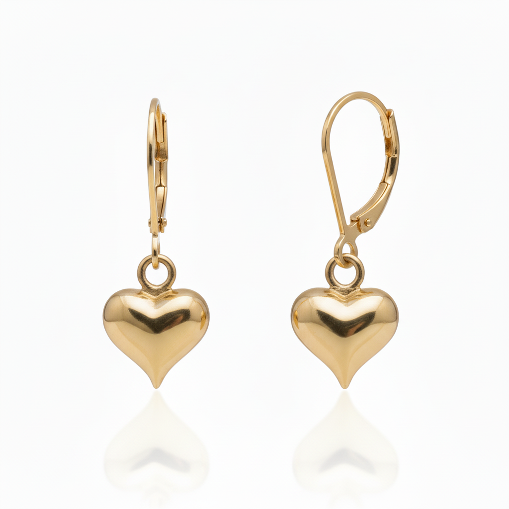 Puffy Heart Earrings with Correct Leverbacks
