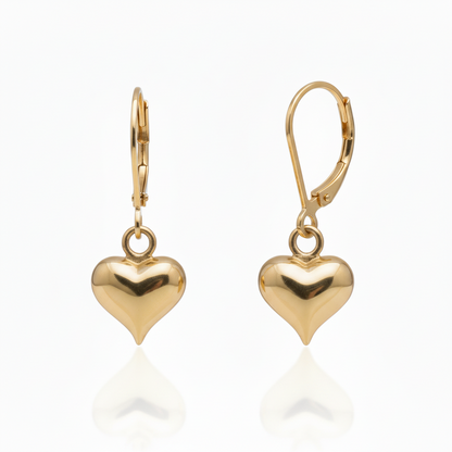 Puffy Heart Earrings with Correct Leverbacks