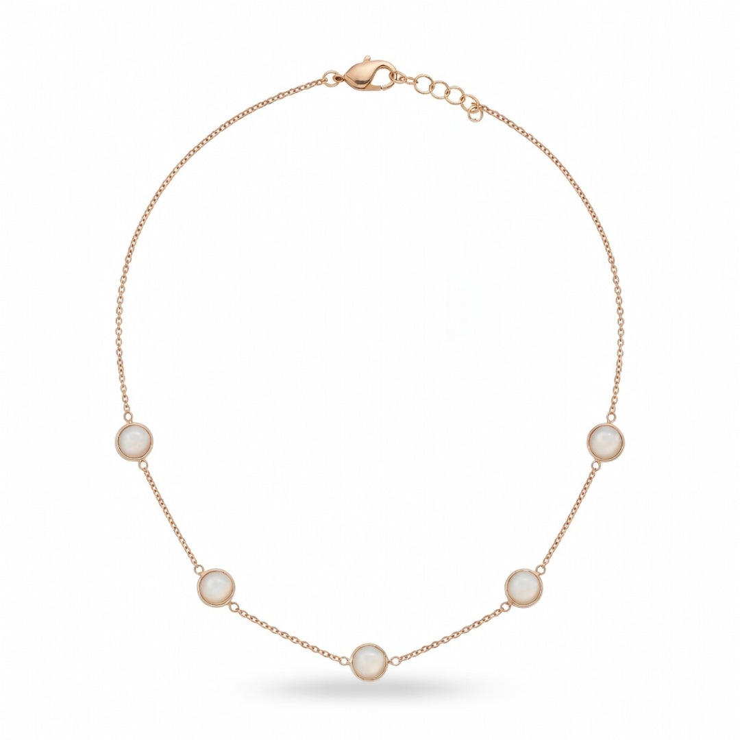 Sterling Silver Gold Plated Small Mother of Pearl Circles Necklace