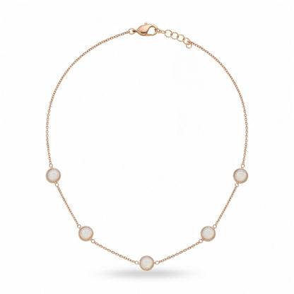 Sterling Silver Gold Plated Small Mother of Pearl Circles Necklace