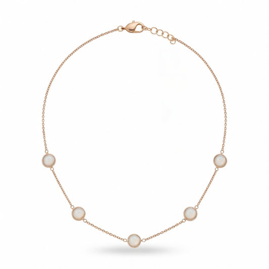 Sterling Silver Gold Plated Small Mother of Pearl Circles Necklace