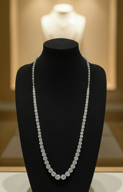 14K Three Prong Lab Grown Diamond Graduated Tennis Necklace