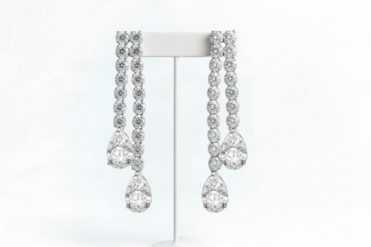 14K Double Strand Lab Grown Diamond Tennis Teardrop Earrings