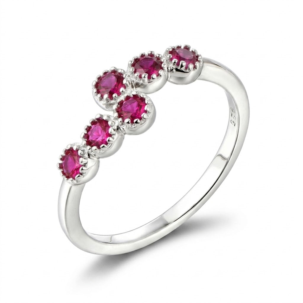 Sterling Silver Double Row CZ Bypass Crossover Ring