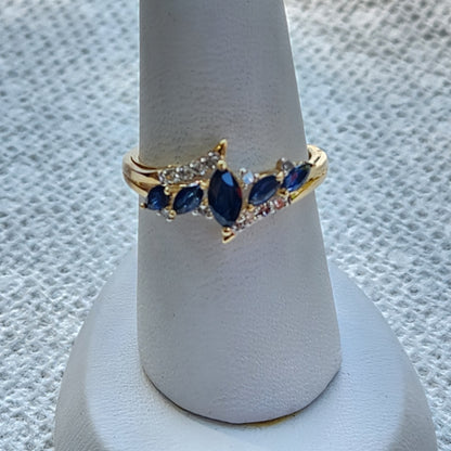 10K Gold  With Sapphire and Diamond Ring