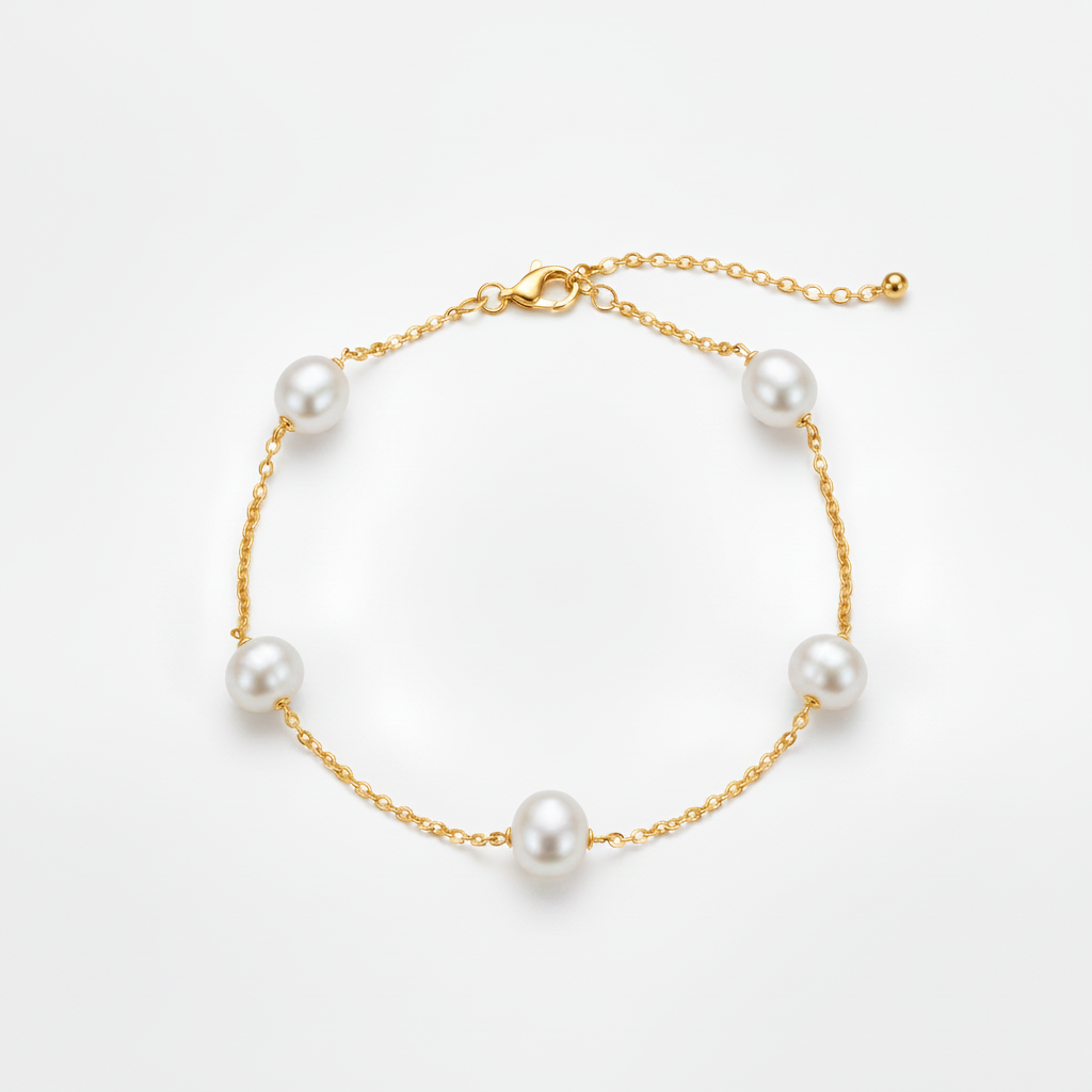 Sterling Silver Pearl Tin Cup Bracelet