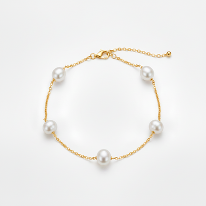 Sterling Silver Pearl Tin Cup Bracelet