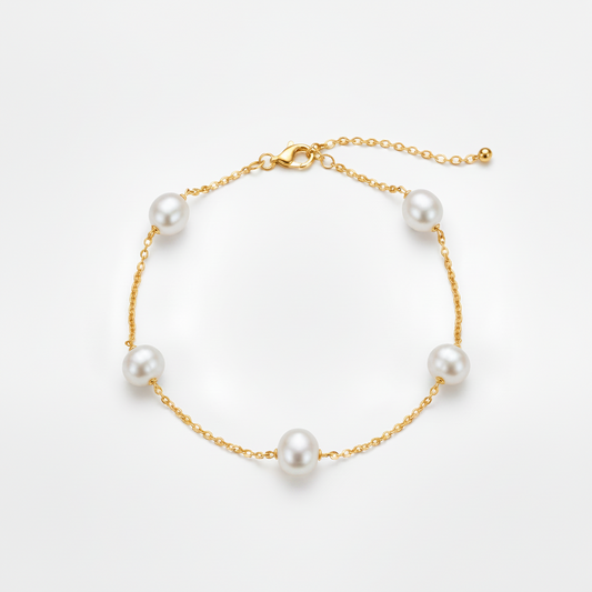 Sterling Silver Pearl Tin Cup Bracelet