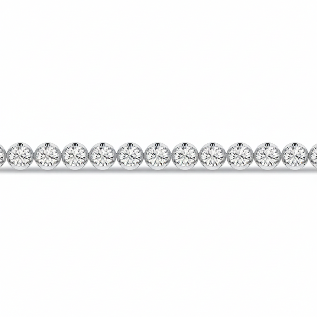 14K Buttercup Round Setting Diamond Tennis Bracelet
