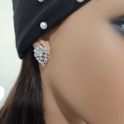 Sterling Silver Cluster Stud Earring