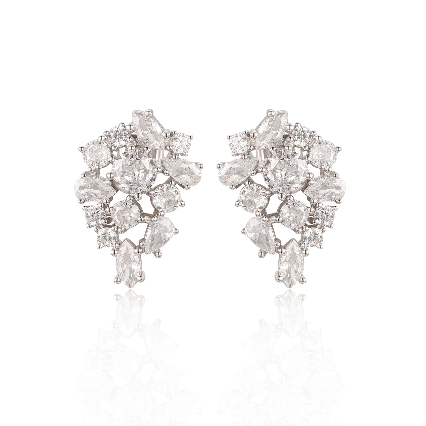 Sterling Silver Cluster Stud Earring
