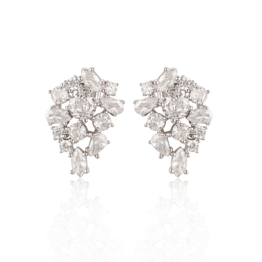Sterling Silver Cluster Stud Earring