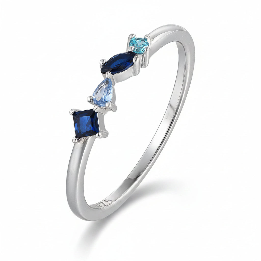 Exquisite Multi-Shape CZ Asymmetrical Ring