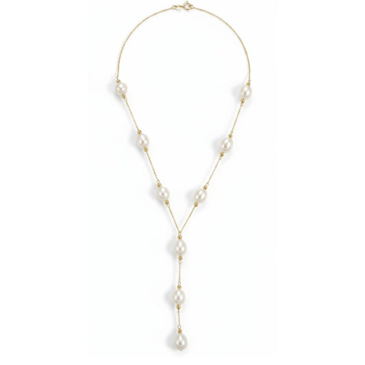 Freshwater Pearl & 14K Gold Lariat Necklace