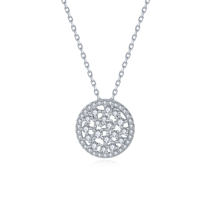 Sterling Silver Sprinkled Circle CZ Necklace