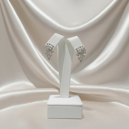 14K White Gold Diamond Cluster Inverted Teardrop Earrings - 2.27 CTW