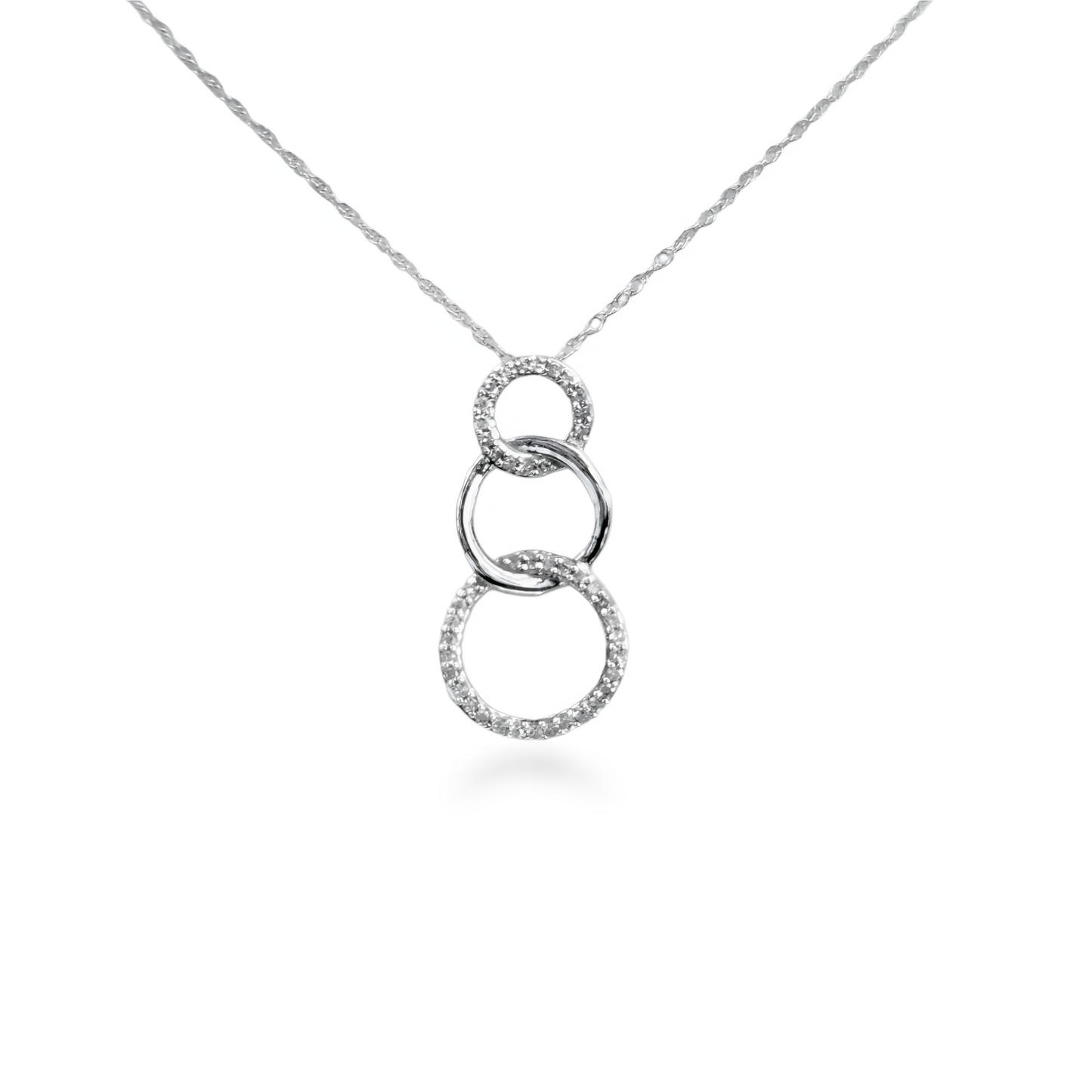 10k Gold Interlocking Circles Diamond Pendant Necklace