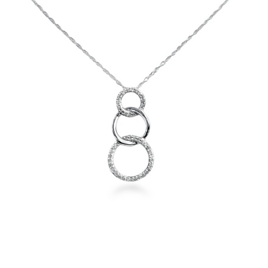 10k Gold Interlocking Circles Diamond Pendant Necklace