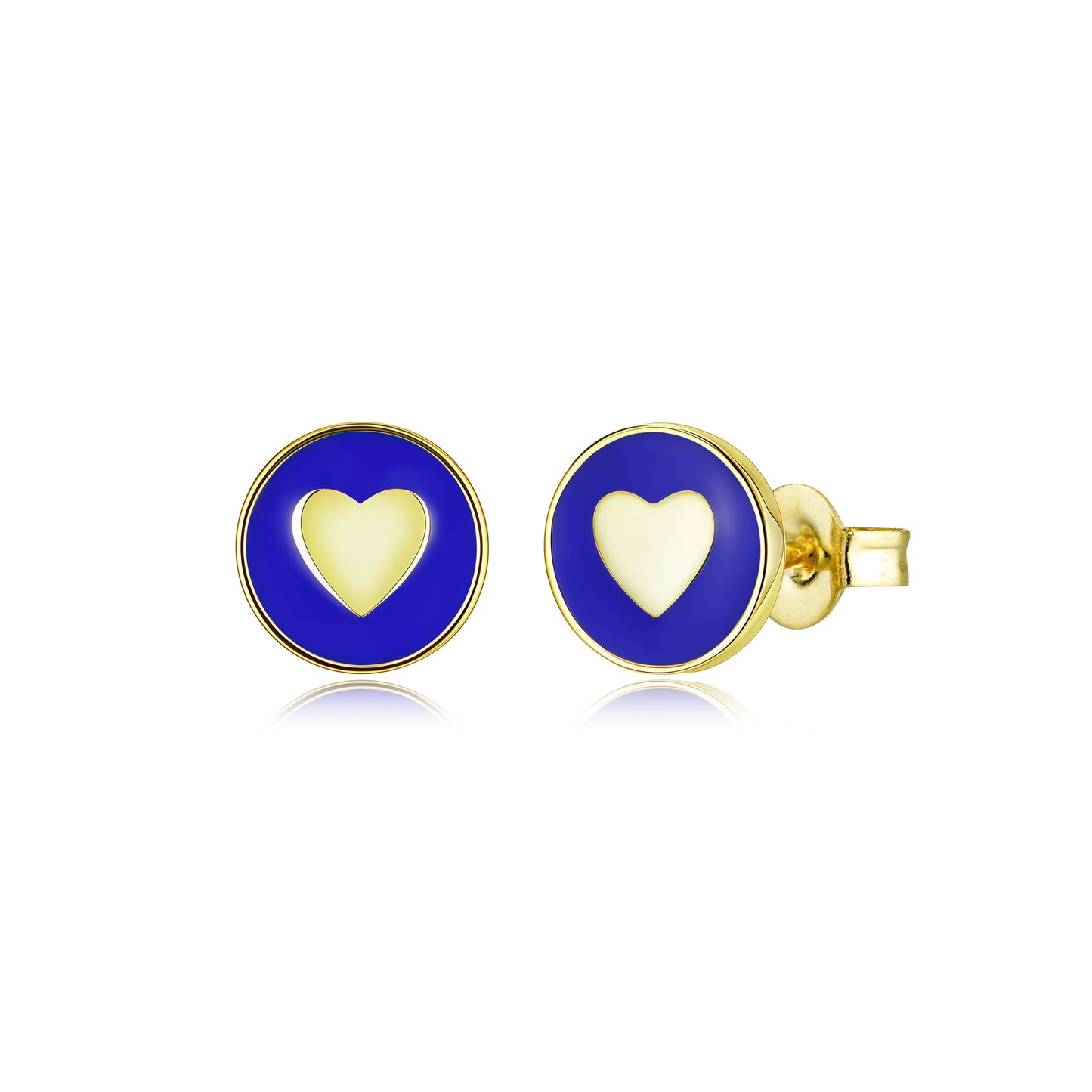 Gold-Plated Surgical Steel Enamel Heart Stud Earrings - Hypoallergenic Kids Jewelry