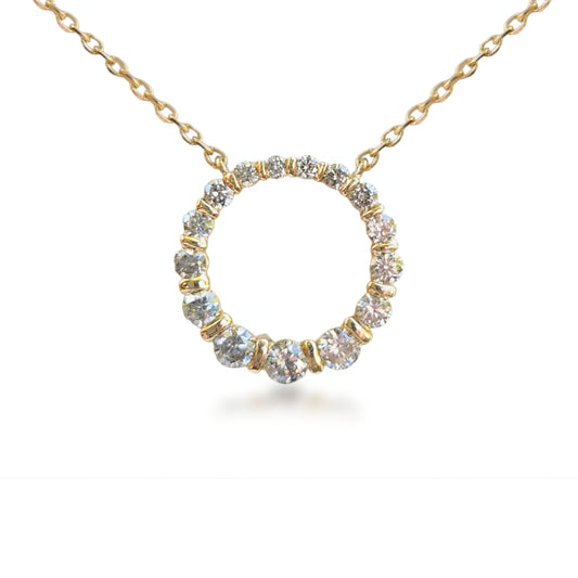 10k Gold Graduated Diamond Small Circle Necklace
