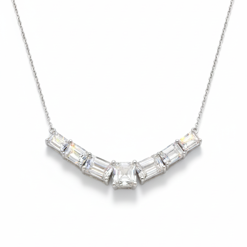 Asscher & Emerald Cut CVD Lab Diamond Arc Necklace