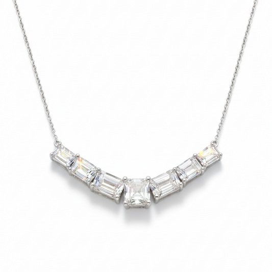 Asscher & Emerald Cut CVD Lab Diamond Arc Necklace