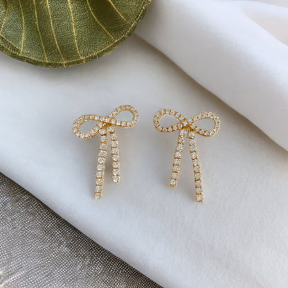 Sterling Silver Elegant CZ Bowknot Earrings