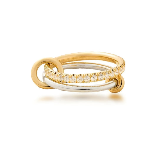 Sterling Silver Two Tone Interlocking Stacked Ring Set