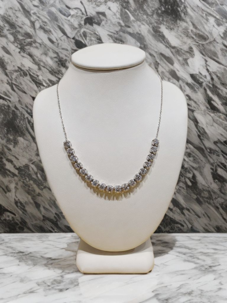 2.7ctw 14K 18 Stone Lab Grown Diamond Soft Buttercup Setting Bar Necklace