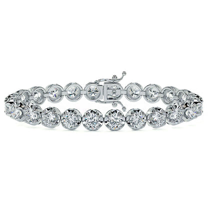 14K Buttercup Round Setting Diamond Tennis Bracelet