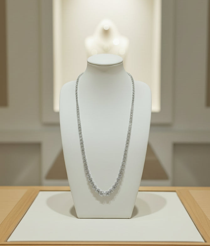 14K Three Prong Lab Grown Diamond Graduated Tennis Necklace