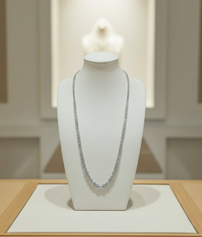 14K Three Prong Lab Grown Diamond Graduated Tennis Necklace