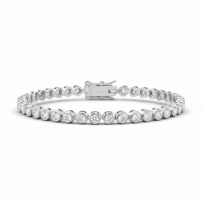 Sterling Silver Bezel Set Round Color Stone Tennis Bracelet