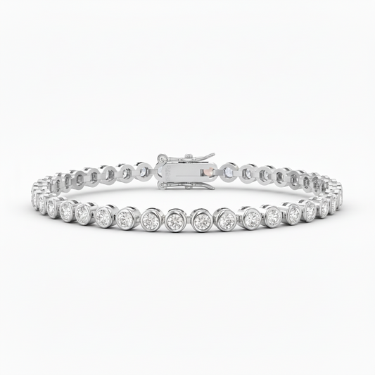 Sterling Silver Bezel Set Round Stone Tennis Bracelet