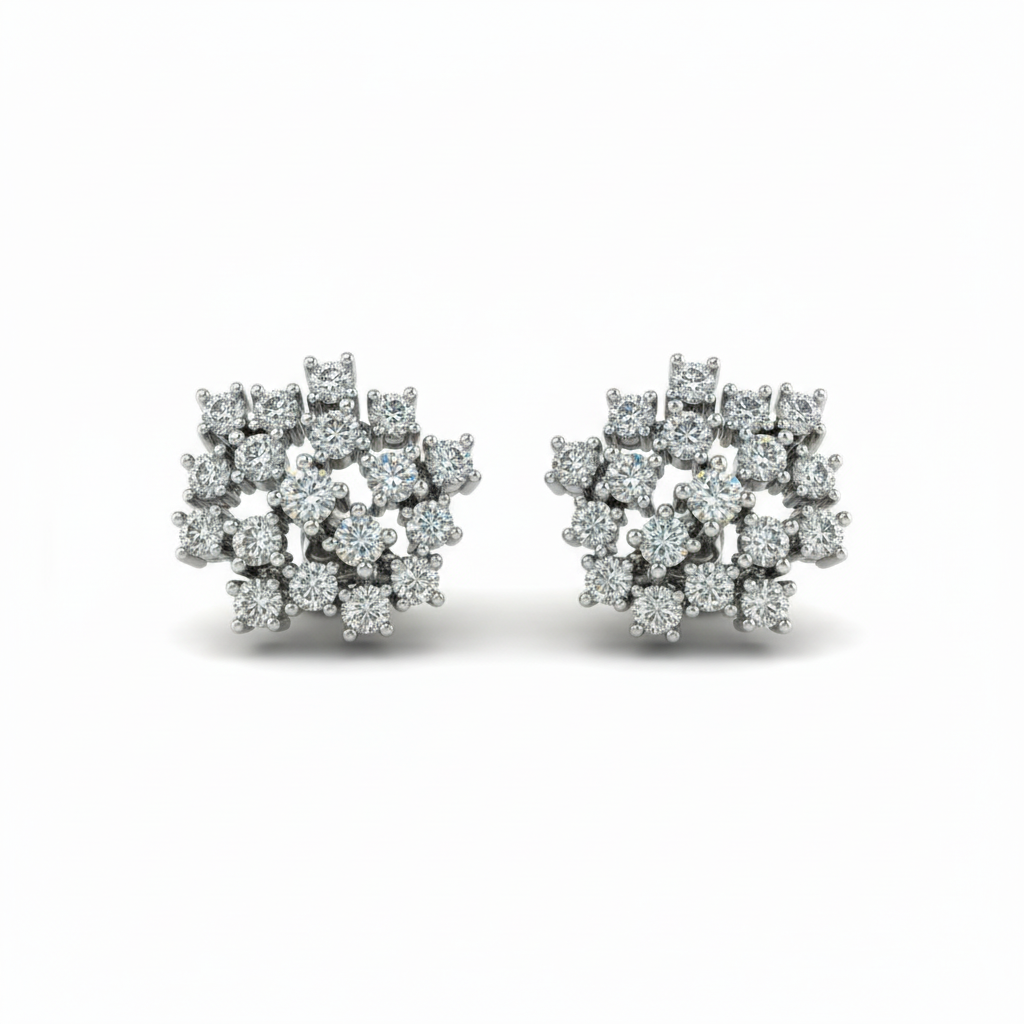 14K Lab Grown Diamond Cluster Earrings