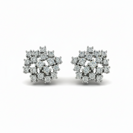 14K Lab Grown Diamond Cluster Earrings