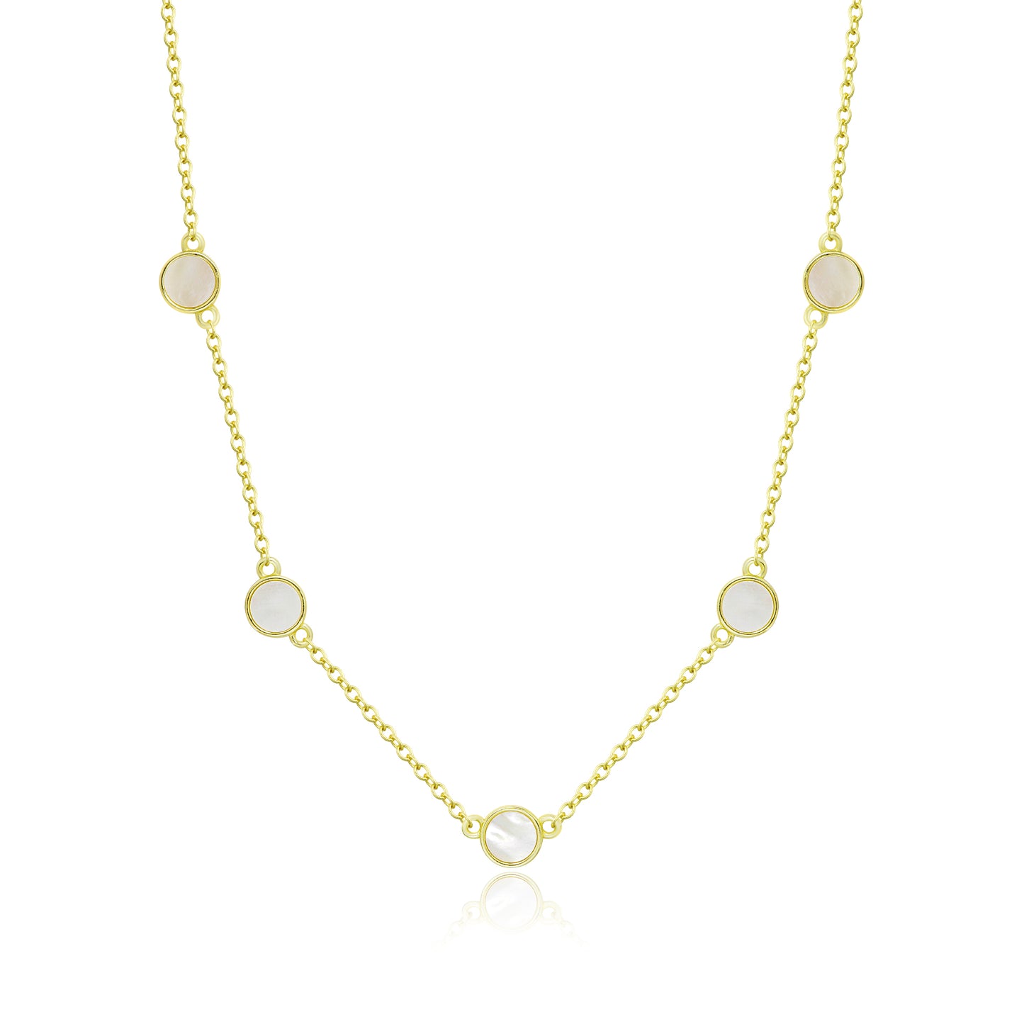 Sterling Silver Gold Plated Small Mother of Pearl Circles Necklace