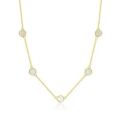 Sterling Silver Gold Plated Small Mother of Pearl Circles Necklace