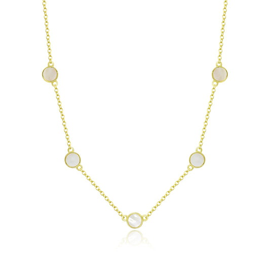 Sterling Silver Gold Plated Small Mother of Pearl Circles Necklace