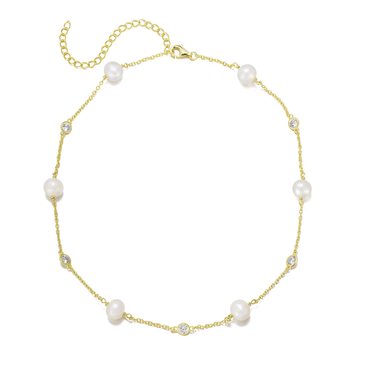Sterling Silver Pearl Tincup Necklace
