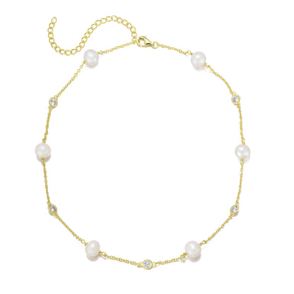 Sterling Silver Pearl Tincup Necklace