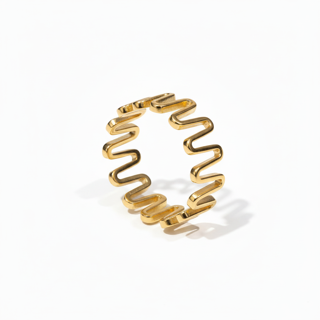Gold Plated Sterling Silver Squiggle Ring