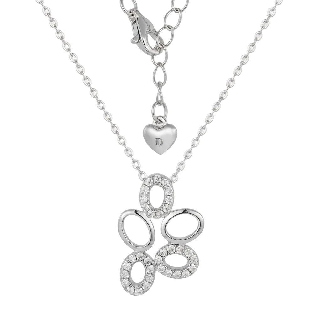 Sterling Silver Ovals With CZ Necklace