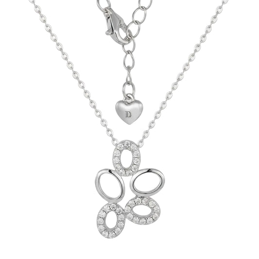 Sterling Silver Ovals With CZ Necklace